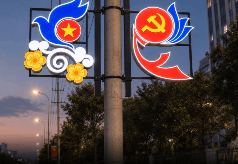 Vector đèn trang trí gắn trên cột điện file corel
