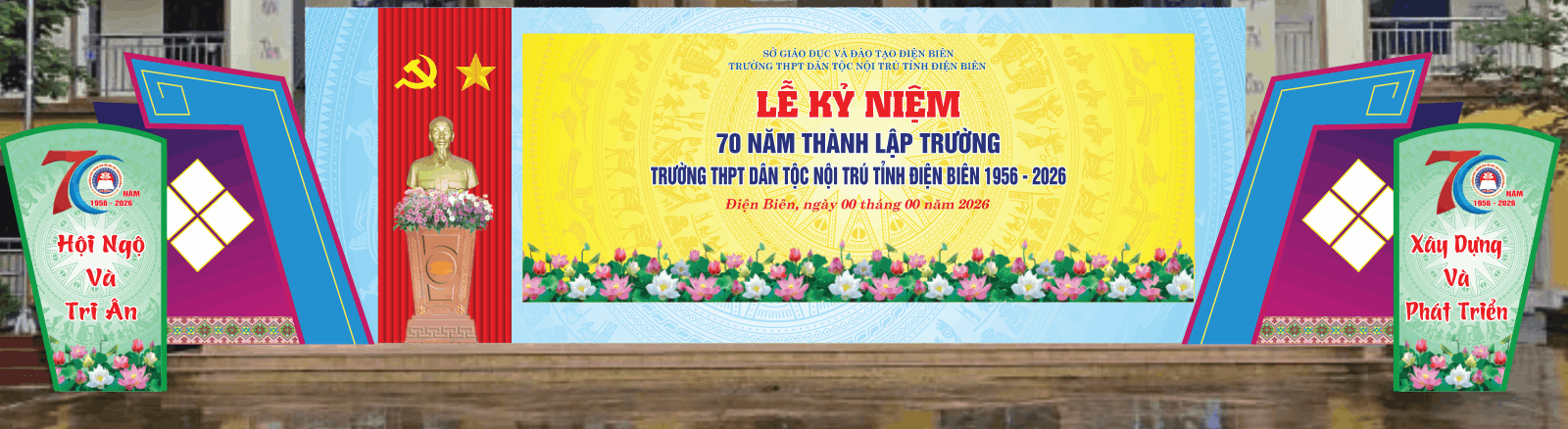 Backdrop lễ kỷ niệm 70 năm thành lập Trường THPT