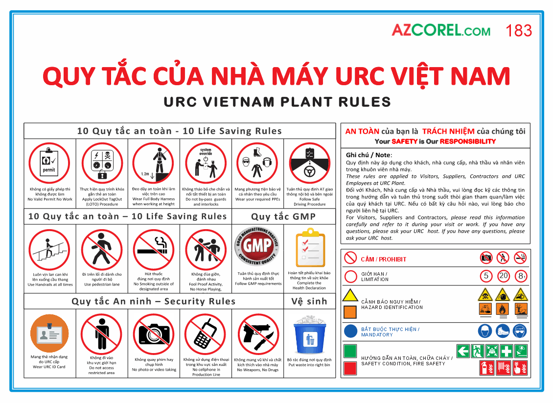 Bảng quy tắc của nhà máy URC Việt Nam file cdr