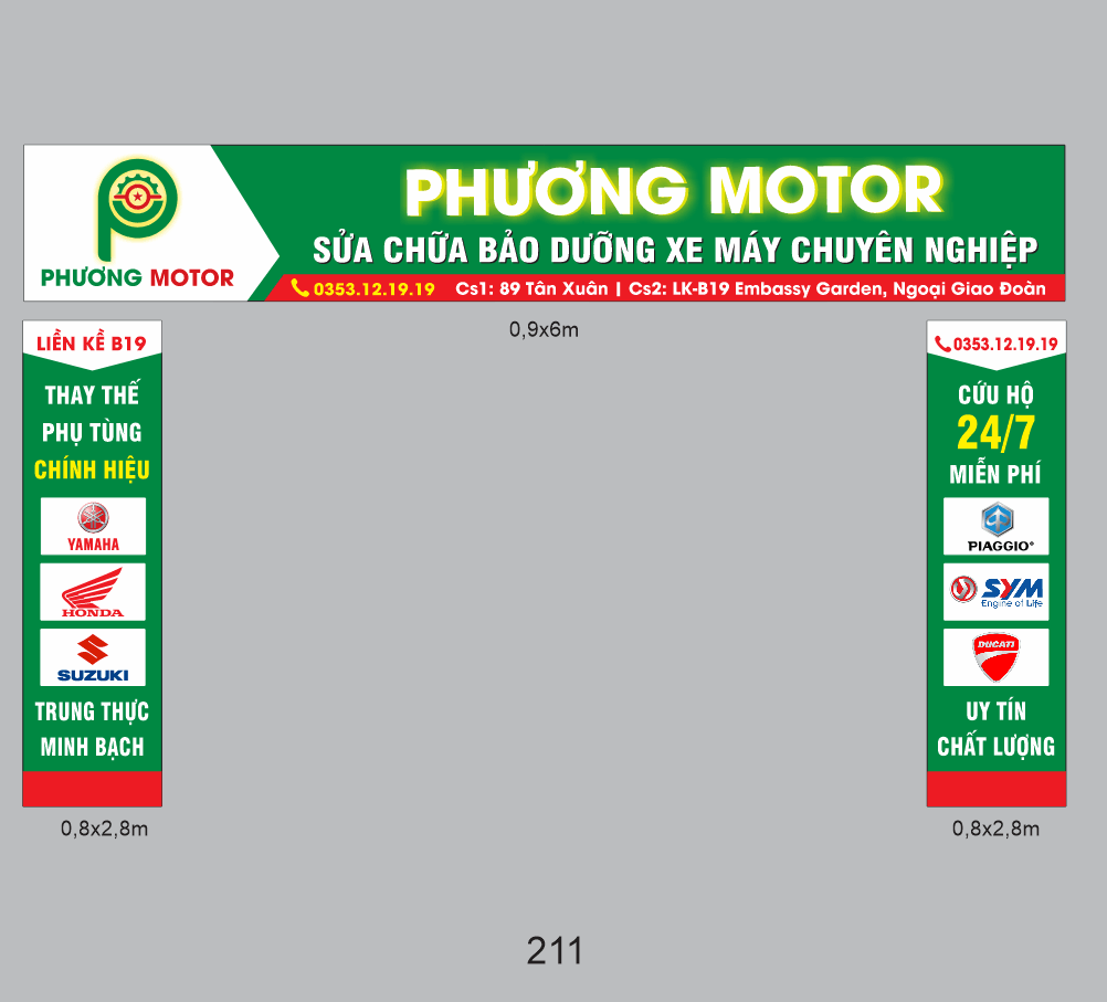 Biển QC Phương Motor sửa chữa bảo dưỡng xe máy