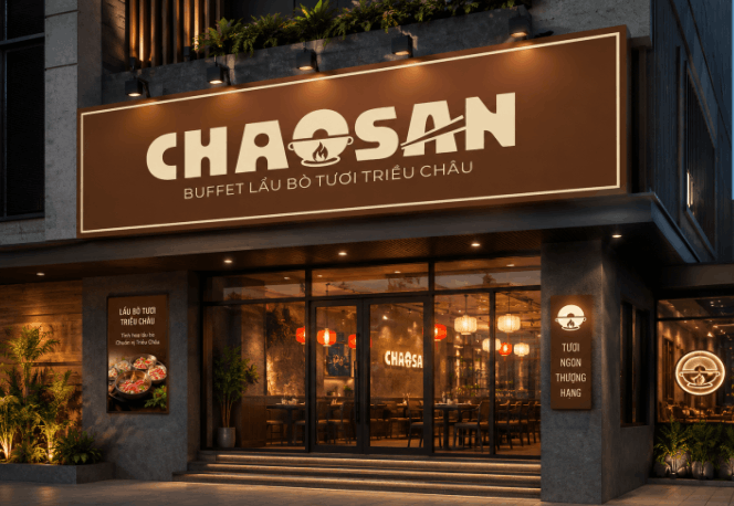 Biển QC Buffet lẩu bò tươi Triều Châu file corel