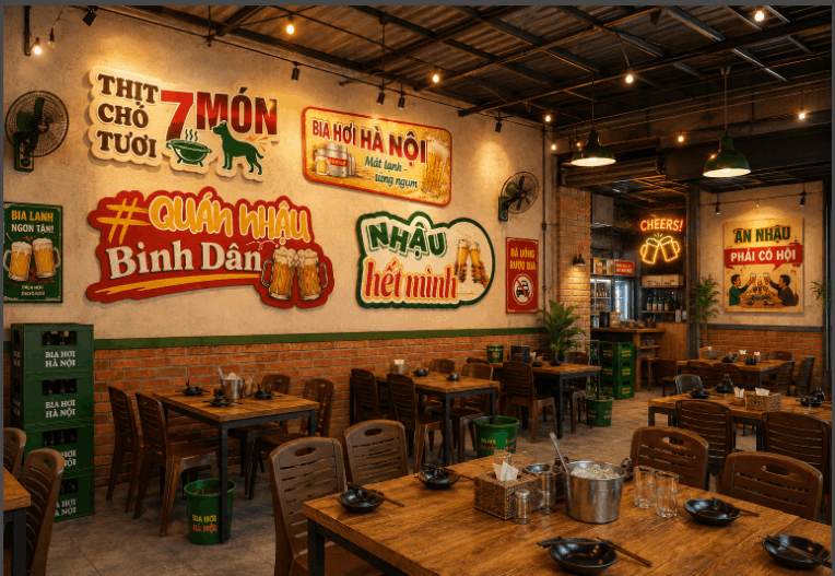 Biển QC/decal trang trí quán nhậu – bia hơi