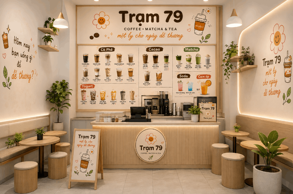Menu Trạm 79 coffee * matcha & tea file cdr