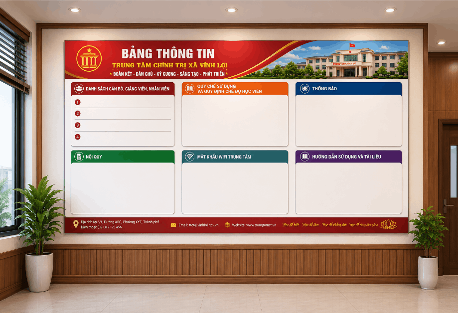 Bảng thông tin trung tâm chính trị xã vĩnh Lợi