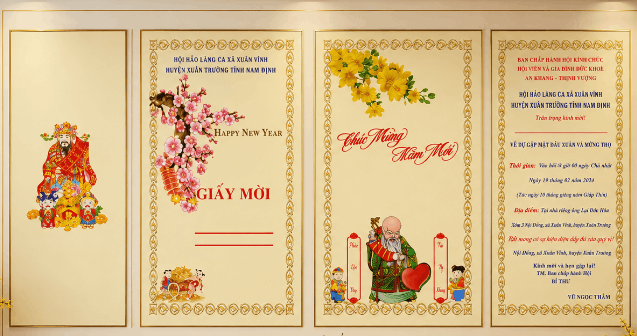 Giấy mời happy new year chúc mừng năm mới