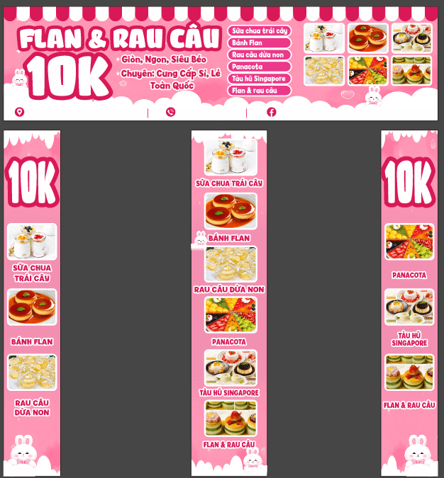 Biển quảng cáo bán bánh Flan & rau câu file corel