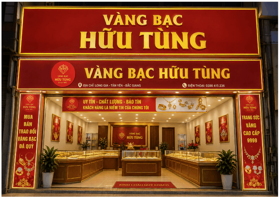 Biển bảng quảng cáo Vàng Bạc Hữu Tùng file cdr
