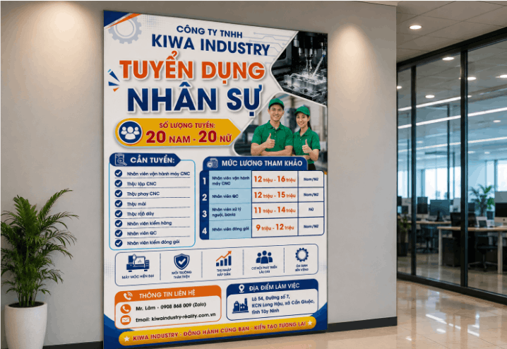 Poster Tuyển dụng nhân sự công ty TNHH Kiwa Industry