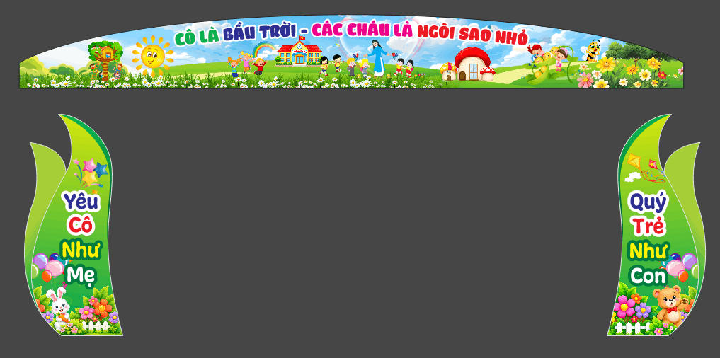 Biển cổng trường mầm non cô là ánh trời...