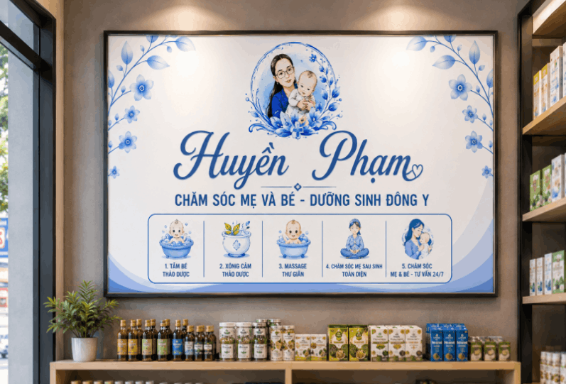 Biển quảng cáo chăm sóc mẹ và bé file corel