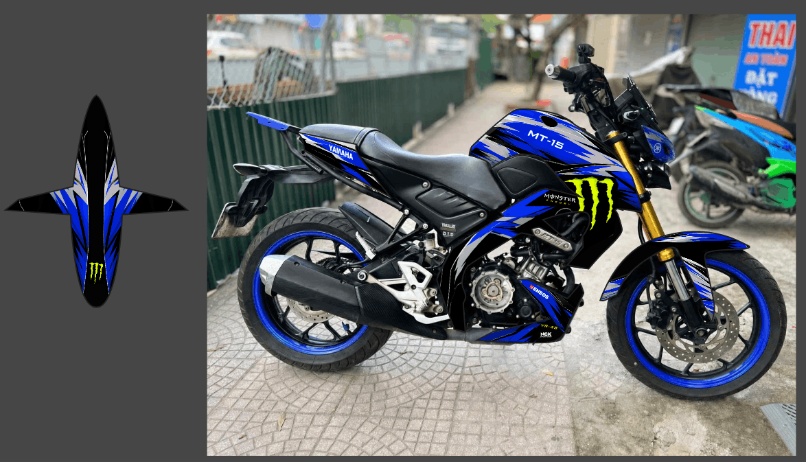 Tem decal xe máy Yamaha MT-15 vector cdr
