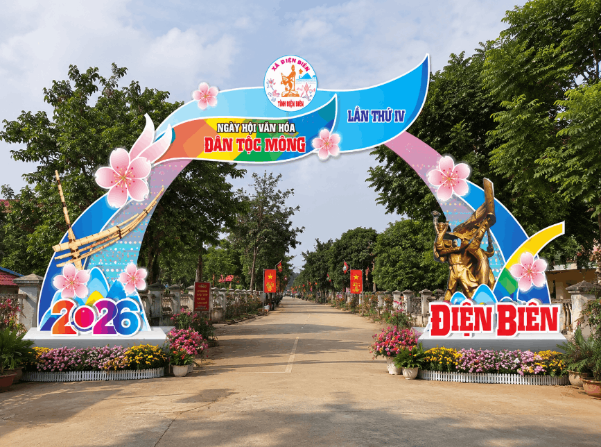 Market trang trí cổng ngày hội văn hóa dân tộc...