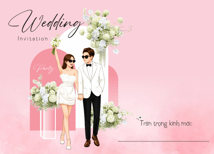 Market Phôi thiệp mời tone màu hồng wedding file cdr
