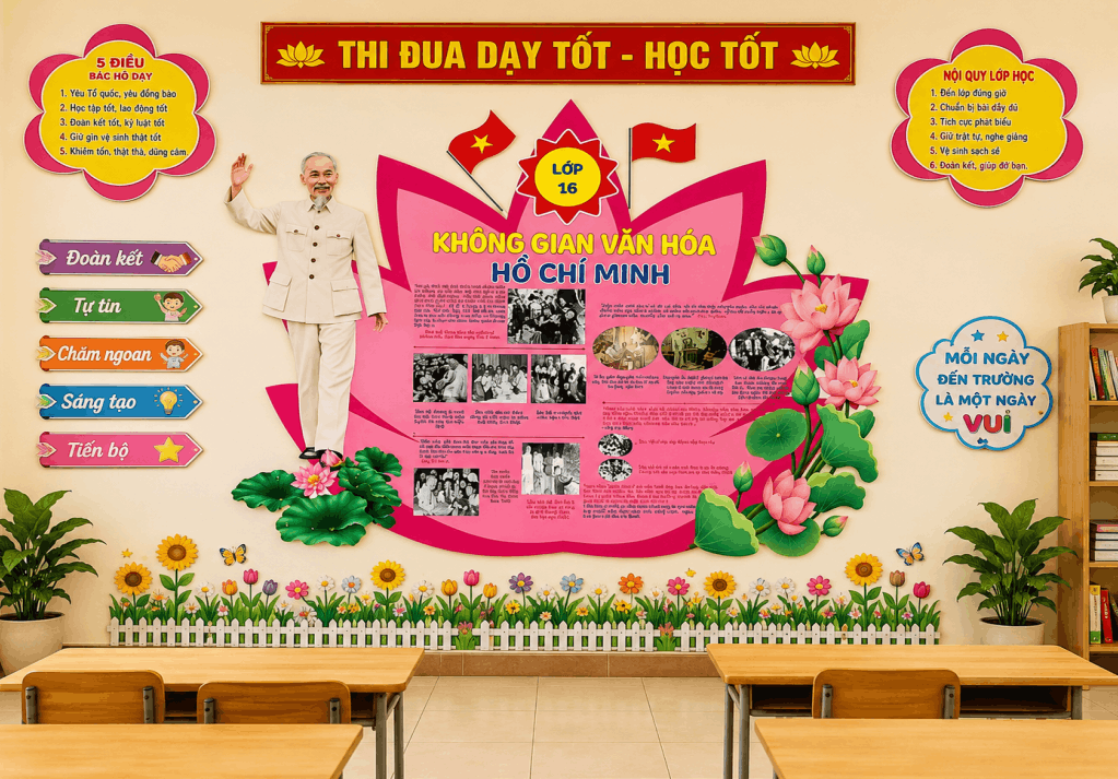 Trang trí tường lớp học không gian văn hóa... cdr