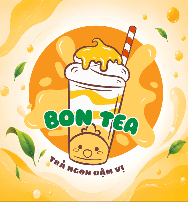 Mẫu thiết kế logo Bon Tea trà ngon đậm vị file corel