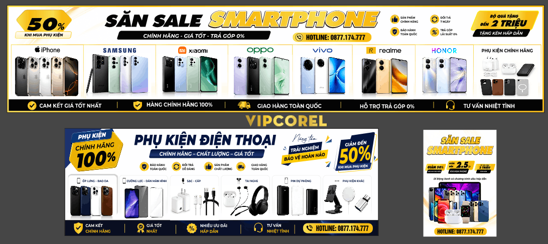 Biển quảng cáo Smartphone phụ kiện điện thoại file corel