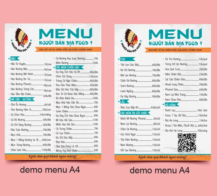 Menu quán ăn Người bản địa Food file Corel