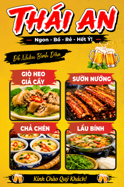 Biển quảng cáo Thái An Quán nhậu file corel