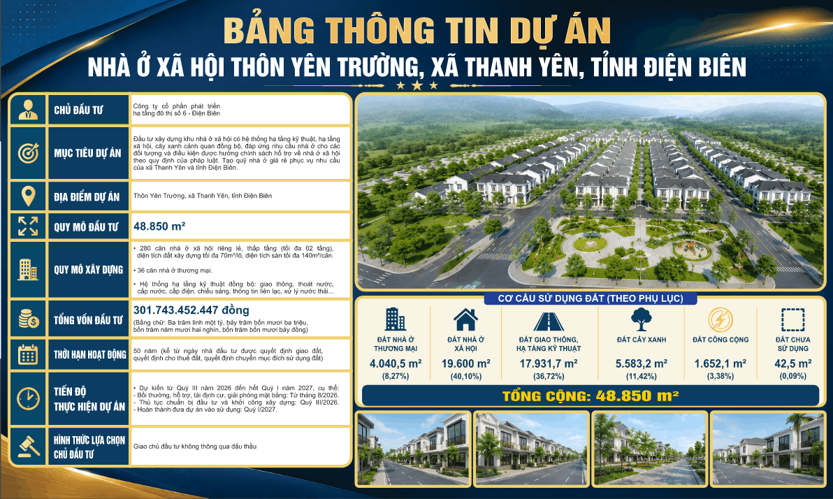 Bảng thông tin dự án nhà ở xã hội thôn Yên Trường