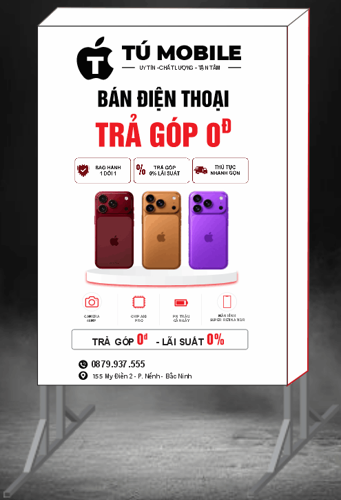 Biển vẫy QC Tú Mobile bán điện thoại trả góp