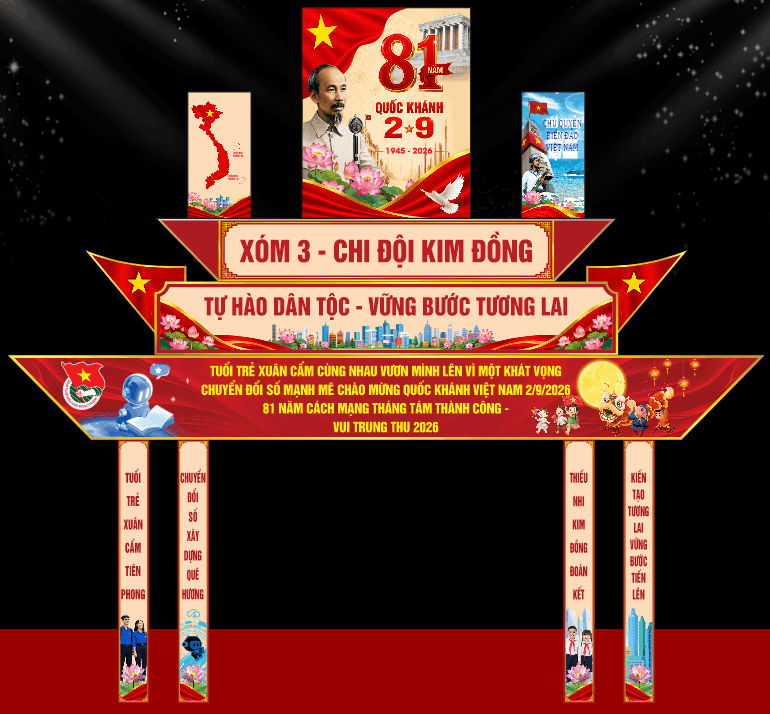 Mẫu cổng trại chào mừng Quốc Khánh 2/9