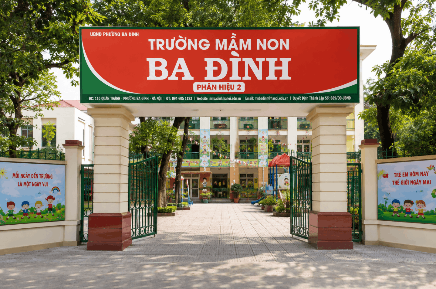 Biển cổng trường mầm non Ba Đình phân hiệu 2