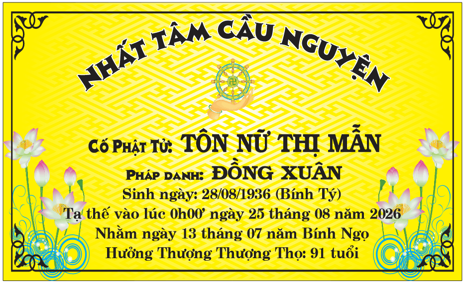 Bảng cáo phó phật giáo - nhất tâm cầu nguyện