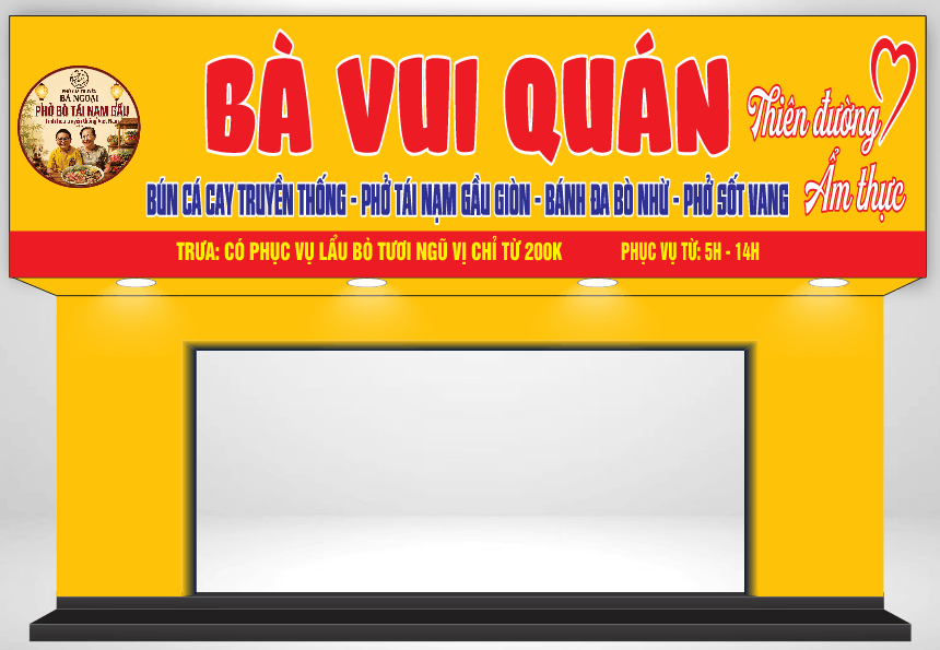 Biển quảng cáo Bà Vui Quán - bún cá cay