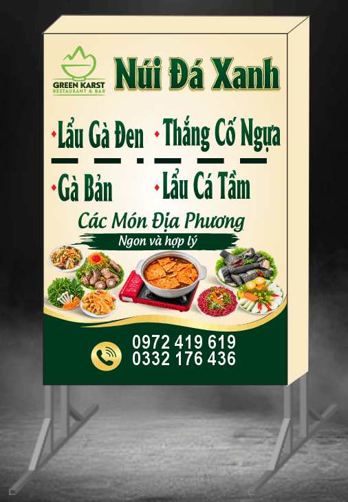 Biển vẫy quảng cáo Lẩu gà đen file corel