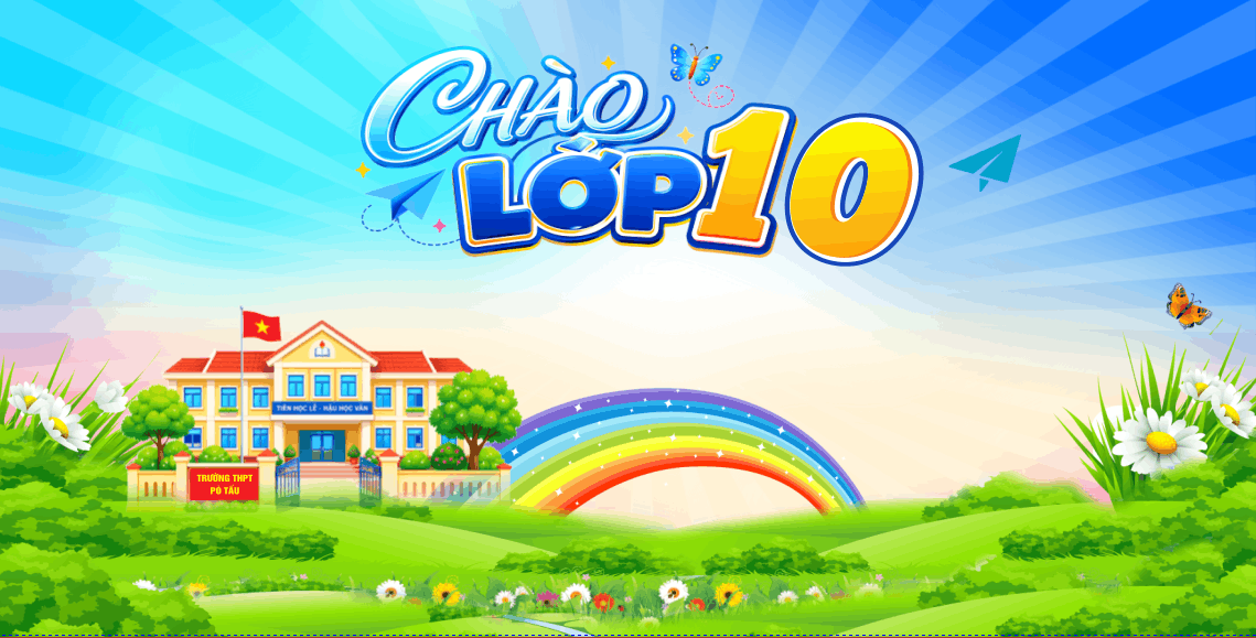 Backdrop Chào Lớp 10 năm học mới file corel