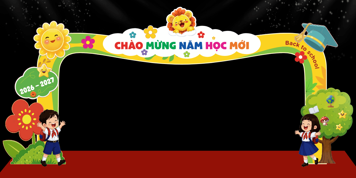 Market trang trí cổng chào mừng năm học mới