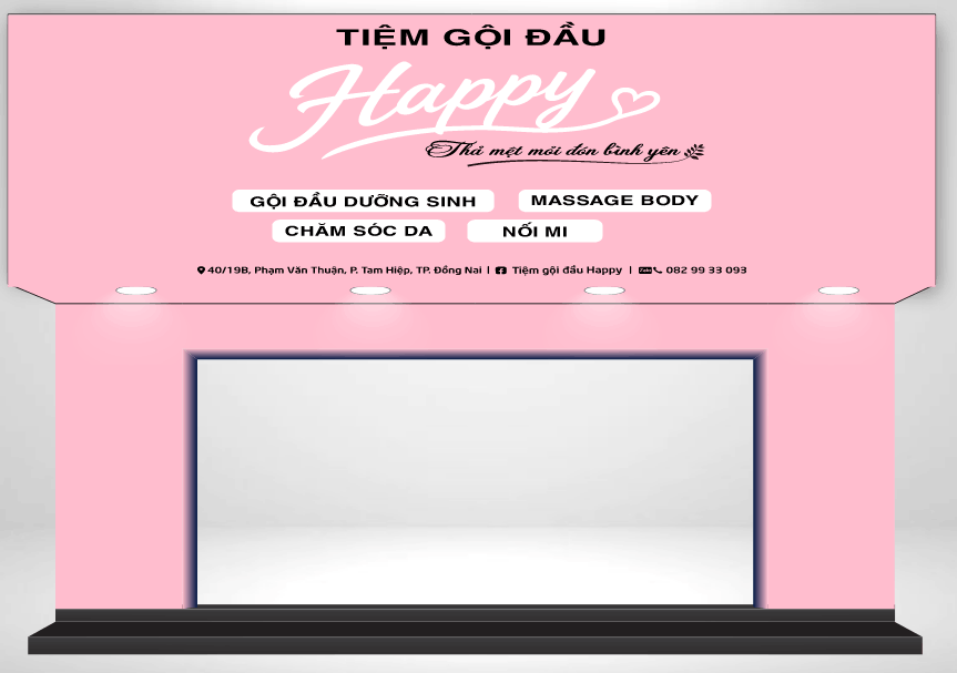 Biển quảng cáo Tiệm gội đầu Happy & massage
