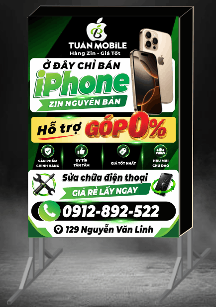 Biển vẫy quảng cáo Tuấn Mobile iphone file cdr