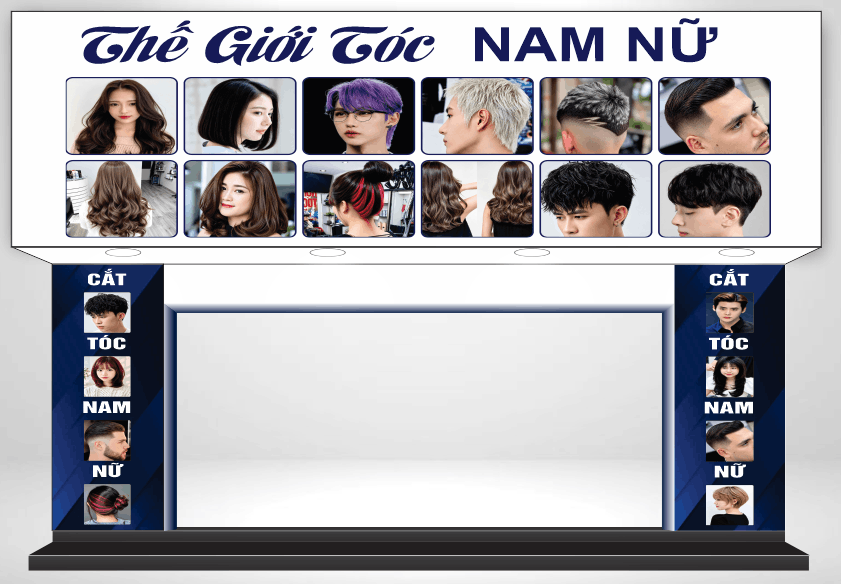 Biển quảng cáo thế giới tóc nam nữ file corel