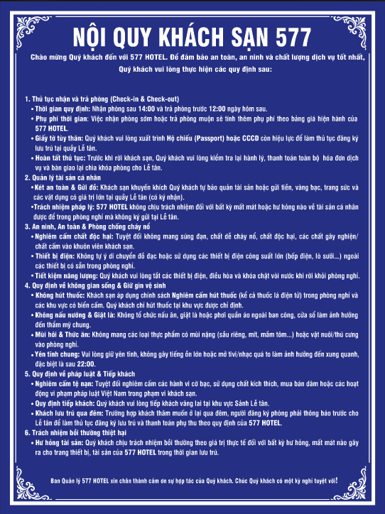 Bảng nội quy khách sạn 577 file corel
