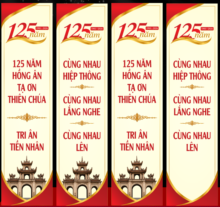 Standee 125 năm hồng ân tạ ơn thiên chúa