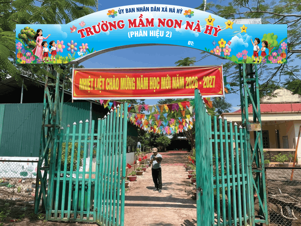 Biển cổng trường mầm non Nà Hỳ phân hiệu 2