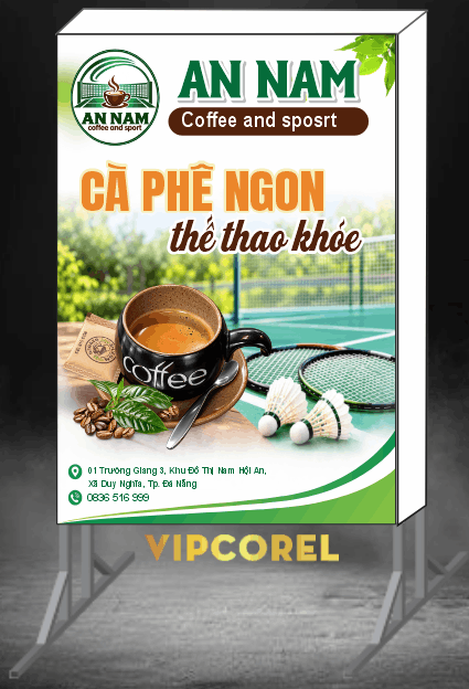 Biển vẫy quảng cáo Coffee & sport file corel