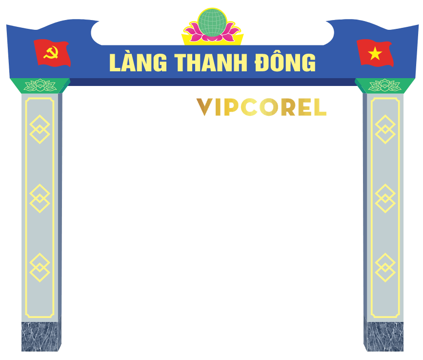 Biển cổng làng Thanh Đông file corel