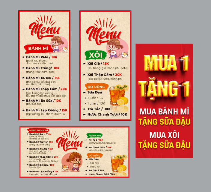 Bảng biển quảng cáo Menu Bánh mì file corel