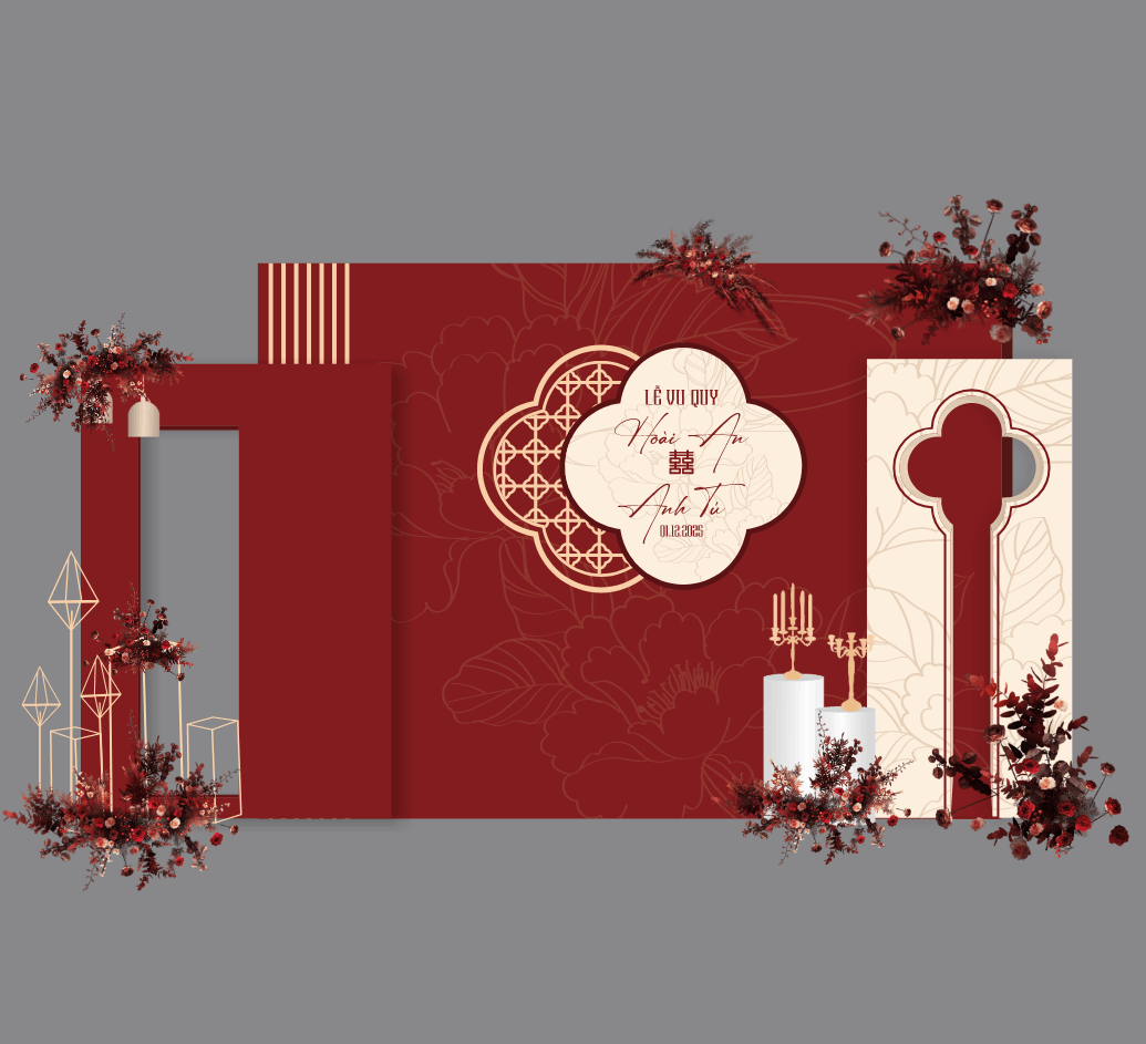 Backdrop trang trí Gia Tiên Lễ Vu Quy #3
