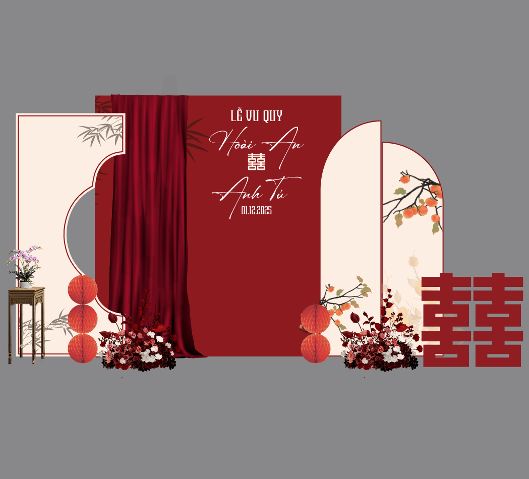 Backdrop trang trí Gia Tiên Lễ Vu Quy #14