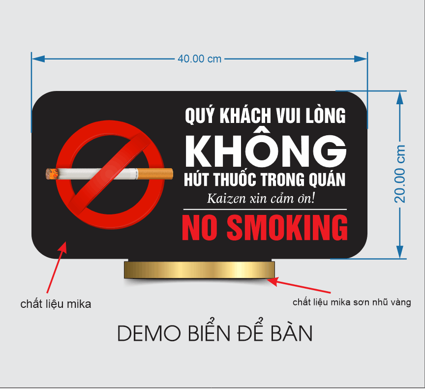 Biển mica Quý khách vui lòng không hút thuốc