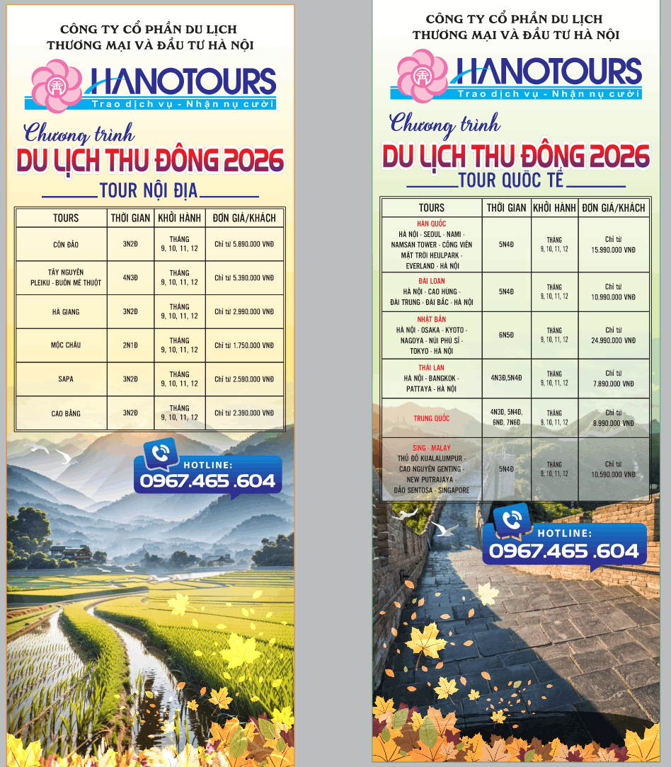 Standee Chương trình du lịch thu đông 2026