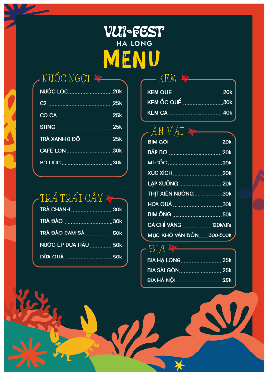 Menu đồ uống vui vui-fest Hạ Long file vector