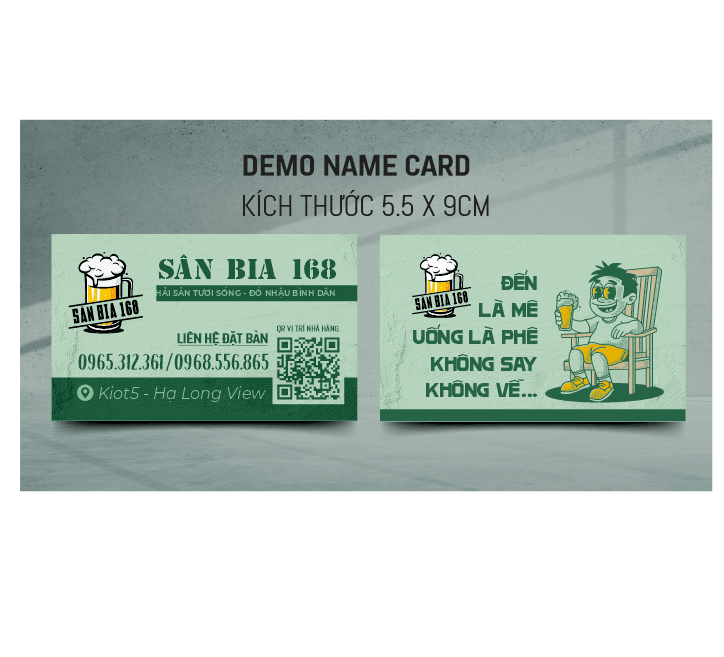 Card visit Sân Bia 168 - hải sản tươi sống
