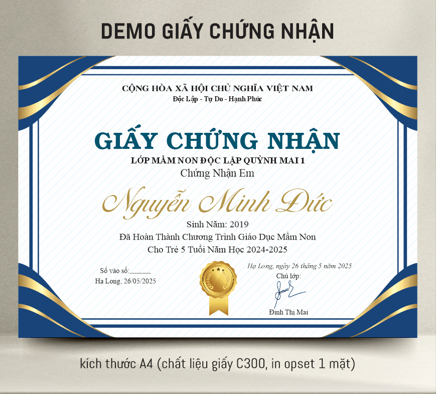 Giấy chứng nhận đã hoàn thành chương trình giáo dục