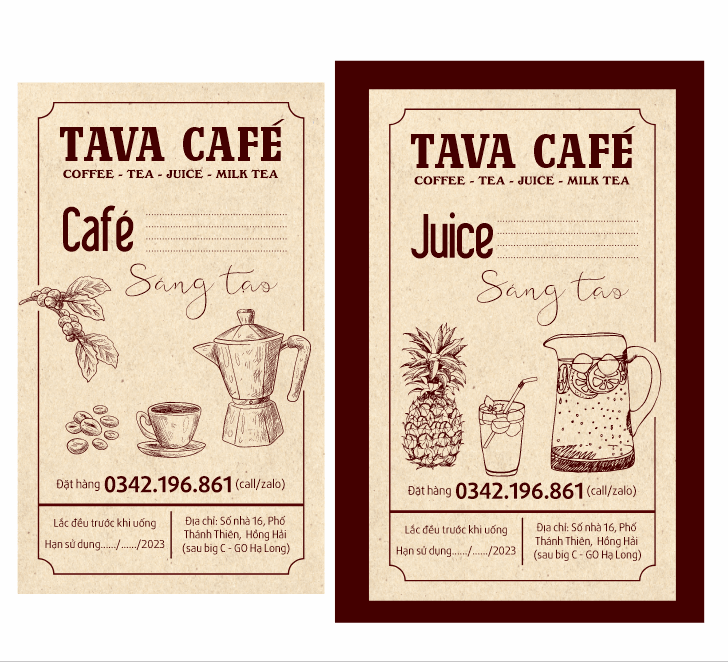 Tem nhãn Tava café coffee juice milk tea
