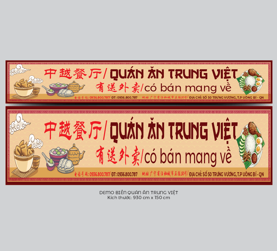 Mẫu biển quảng cáo Quán ăn Trung Việt