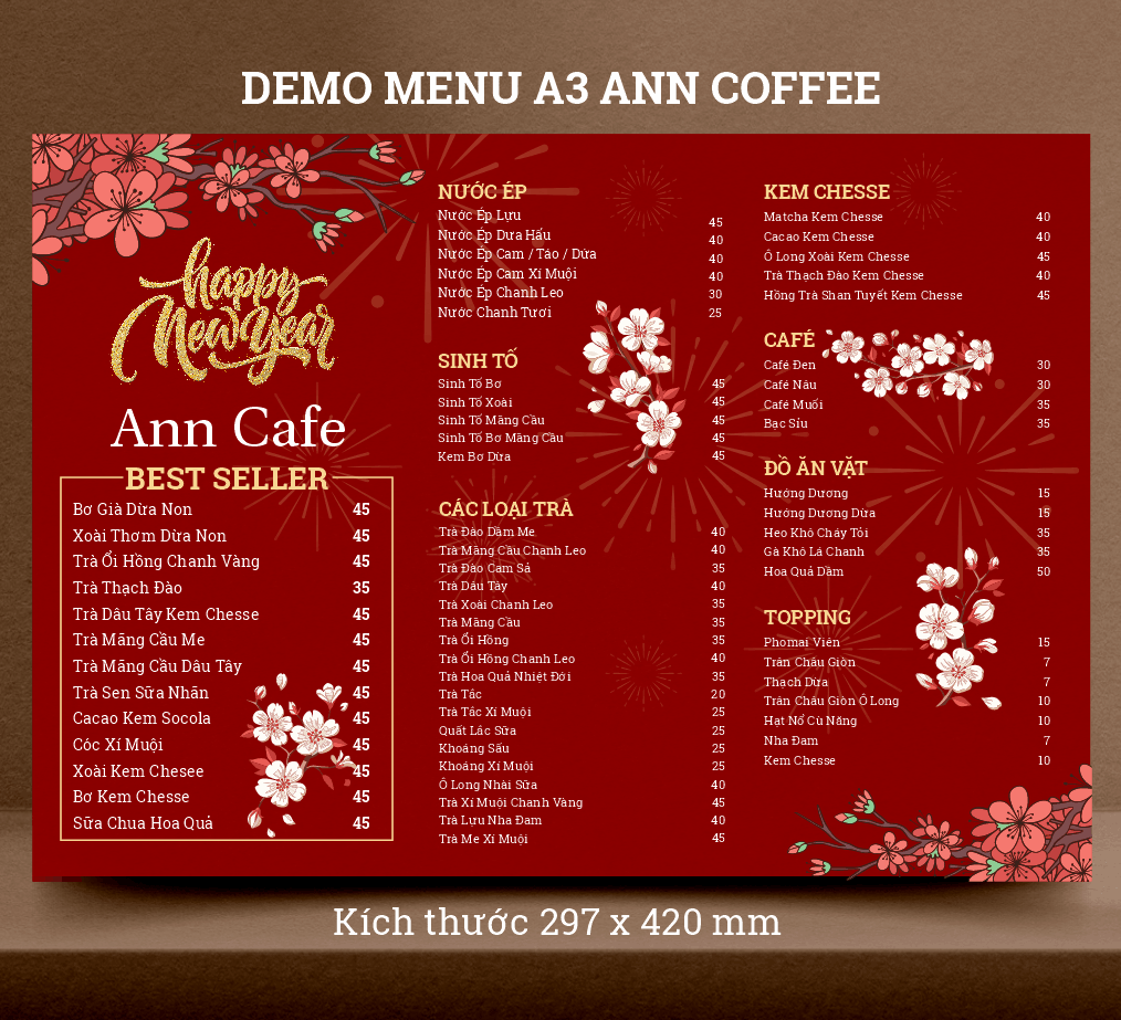 Menu A3 ANN COFFEE happy new year